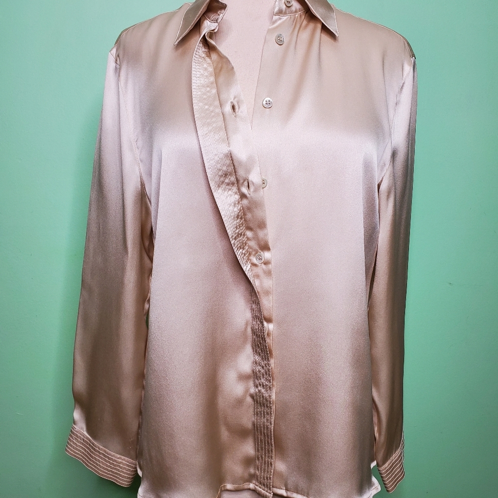 Armani Collezioni Champagne Button Down Blouse - Picture 5 of 7